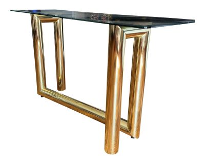 1980s Karl Springer Z Line Style Brass Console Table