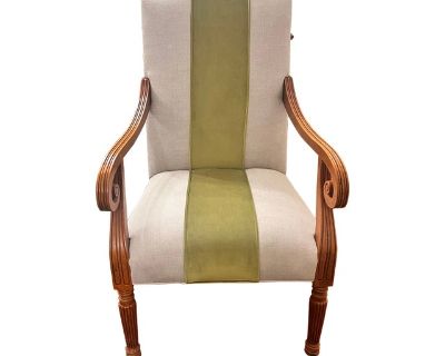 Reupholstered Baker Furniture Milling Road Accent Chair With Leather Back