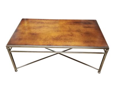 Late 20th Century Baker Milling Road Wood and Hammered Metal Coffee Table
