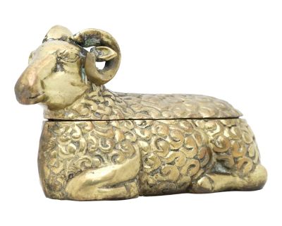 Vintage Brass Ram, Big Horn Sheep Trinket Box