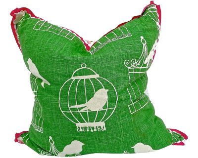 Vintage Birds With Cages & Polka Dot Pillow