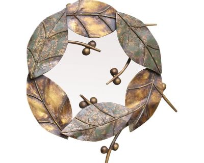 Small Gilt Metal Leaf Frame Mirror
