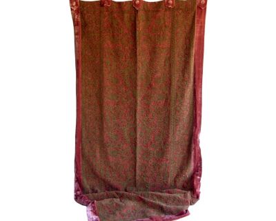 Early 20th Century French Gold Metallic on Velvet Embroidery Tapestry