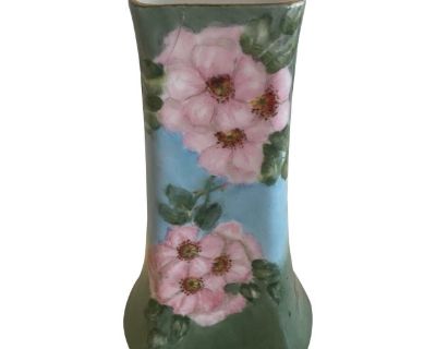 Antique Fisher & Meig Pirkenhammer Hand Painted Porcelain Bud Vase Signed by Artist