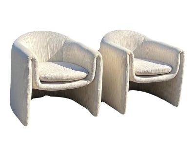 Mid 20th Century Preview U Club Chairs After Vladimar Kagan - a Pair