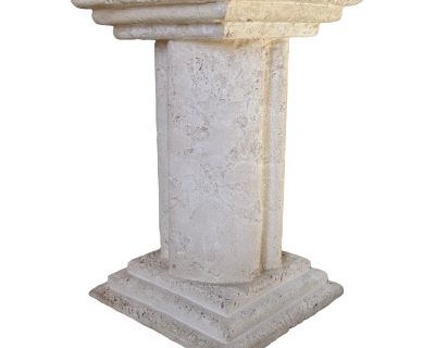 Vintage Faux Coral Stone Plaster Pedestal / Side Table