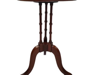 1950s Vintage Leather Top End Table