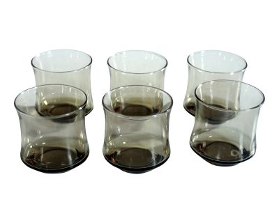 1970s Vintage - Smoked Glass Whiskey Glasses - Set of 6