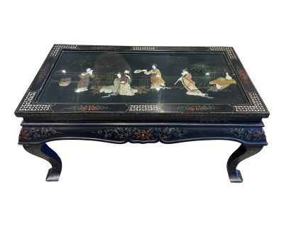 Vintage Black Lacquer Chinoiserie Collapsible Coffee Table