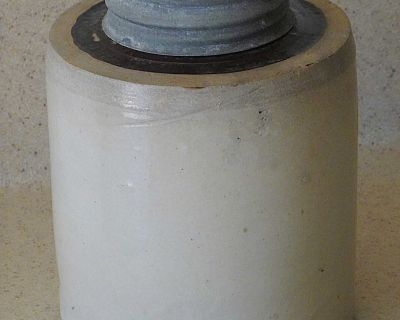 Early 1890s Macomb Pottery Mason Jar w/ Metal Ball Lid