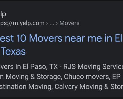 RJS MOVING SERVICES "The Best in 10 Movers of El Paso". Home of the FREE two extra hours of service!