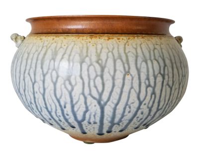 1990s Derni Wheel Thrown Drip Glaze Art Pottery Vase