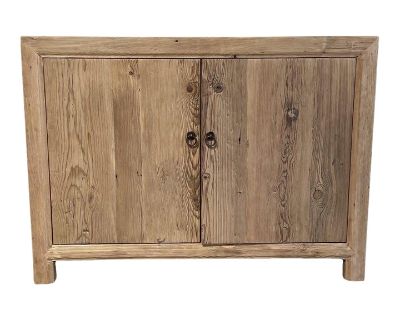 Custom Made Elm Wood 2 Door Cabinet Console
