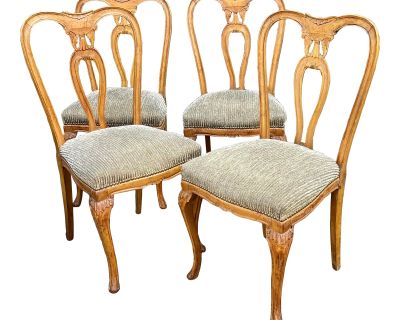 19th Century Style Carved Italian Dining Chairs - Set of 4