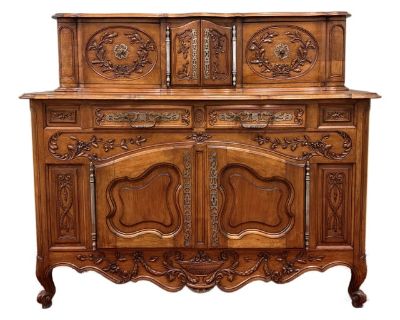Antique French Buffet Sideboard Server Cupboard Panetiere Highly Carved Oak