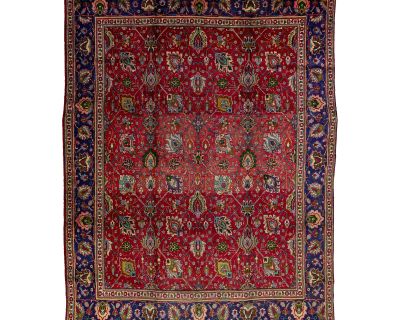 Vintage Tabriz Wool Rug in Red