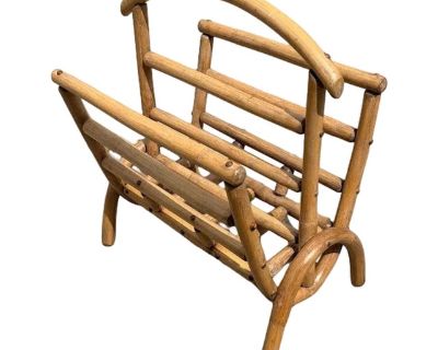 1940s Restored Rattan Magazine or Log Holder