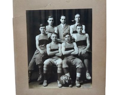 Nice, clear antique photo of a high school basketball team This is the ultimate man-cave collectible and I can see it on a restaurant wall as well! Photo itself measures 9 X .5 Measurements below include the board photo is on.. Dimensions 11 W 0.1 D 12.5 H Styles American Classical Portraiture Period 1910s Country of Origin United States Item Type Vintage, Antique or Pre-owned Shop Sustainably ...