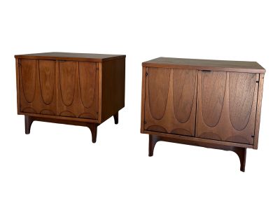 Mid Century Modern Walnut Nightstands by Broyhill Brasilia - a Pair