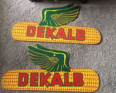 Dekalb Flying Ear Seed Corn Signs 1950's (L & R)
