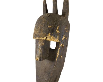 1970's African Tribal Carved Wood Bamana Bambara Kore Mask