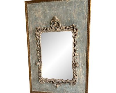 Beautiful 19th C Antique Italian Mirror on Painted Tuscan Panel