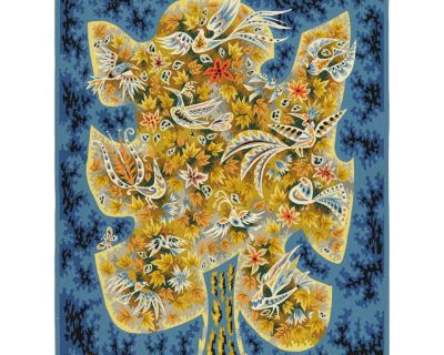 Signed Vintage Jacques Potin Tapestry “Le Petit Rappel Des Oiseaux” Rug & Kilim
