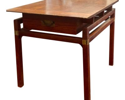 1960s Mid-Century Modern Walnut End Table by Hickory Manufacturing “Tung Si” Asian Collection