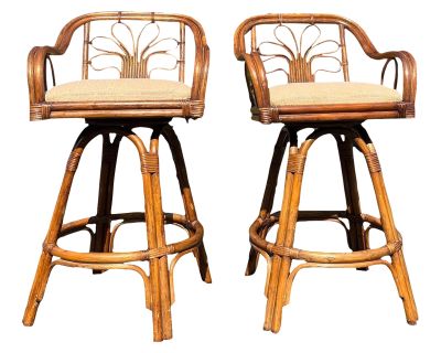 Vintage Rattan Counter Stools - a Pair