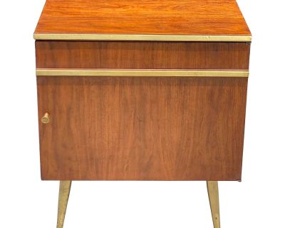 1960s Vintage Fully Restored Walnut and Brass Cabinet