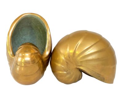Pair of Gold Ceramic Nautilus Shells