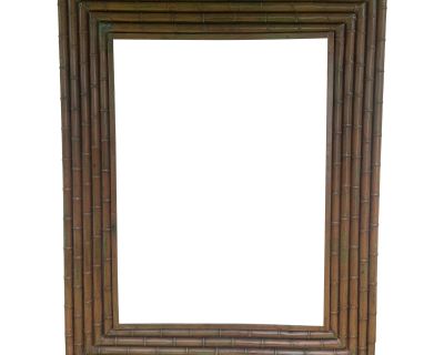 Mid 20th Century Mario Torres Style Faux Bamboo Metal Picture Frame Large