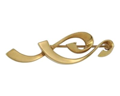 Tiffany & Co. Picasso 18k Yellow Gold Musical Note Brooch