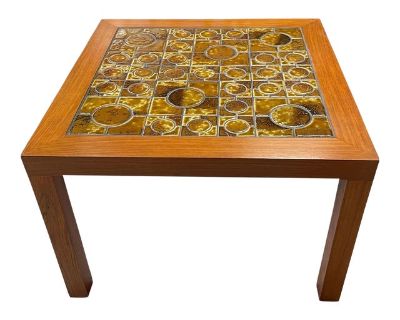 1960s Scandinavian Modern Tile Top Teak Side Table