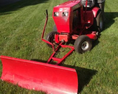 1986 Wheel Horse 8hp (308-8) Riding Lawn Mower with double bagger. Also has a snow plow and a 37 inch deck attachment. Unit has all front tires, blades, headlights, new belts, fluids and spark plugs and more. Was well taken care of over the years.

Bought used and use a few times, runs well, but our lawn is too "hilly" for us to use.
Pick up only.