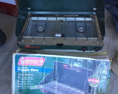 camping stove and propane tanks and accessories