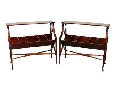 Vintage Traditional Mahogany Book Trough Console Tables - a Pair