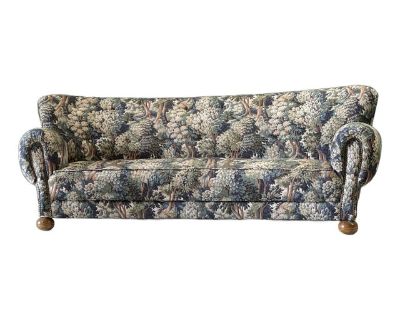Sculptural Danish Mid-Century Curved Cabinetmaker Sofa in Woodland Fabric