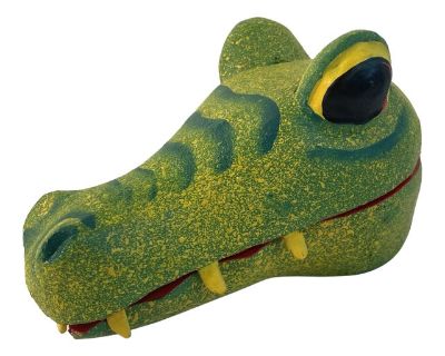 Vintage Hand Carved Wooden Alligator Head Form Trinket Box
