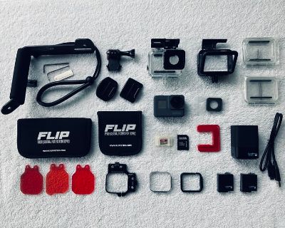 GoPro Hero6 Black, SuperSuit, Charger, Batteries, 32GB Card, BackScatter Dual FLIP6, New Filters and Tray