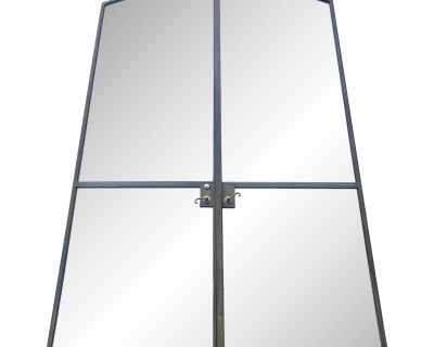 Metal Heavy Duty Front Entry Doors With Mirrored Tinted Glass - a Pair