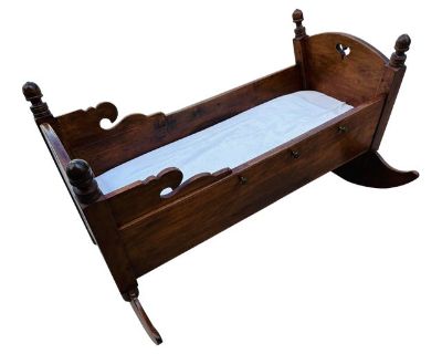 Antique Wooden, Hand Crafted Doll Cradle