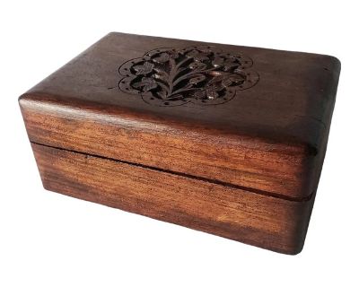 Vintage Hand Carved Wooden Trinket Box