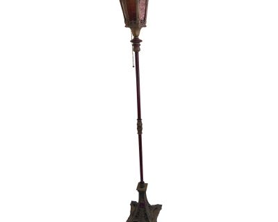 Early 20th Century Oscar Bach Style Bronze Torchier Floor Lamp