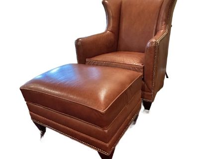 Henredon Leather Chair and Ottoman