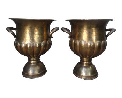 Pair of Vintage Italian Brass Wine or Champagne Coolers