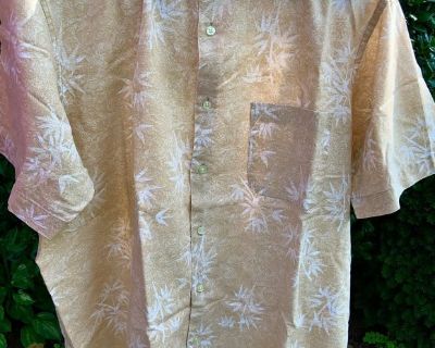 Mens Tan Linen SS XL Sports Shirt