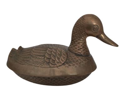 Mid-Century Modern Sold Brass Mallard Duck Lidded Box