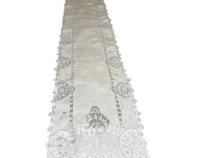 Vintage Linen, Lace, & Embroidered Long Table Runner