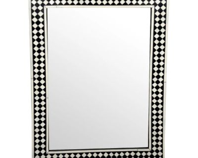 Art Deco Style Black & White Resin Diamond Design Wall, Table or Mantel Mirror